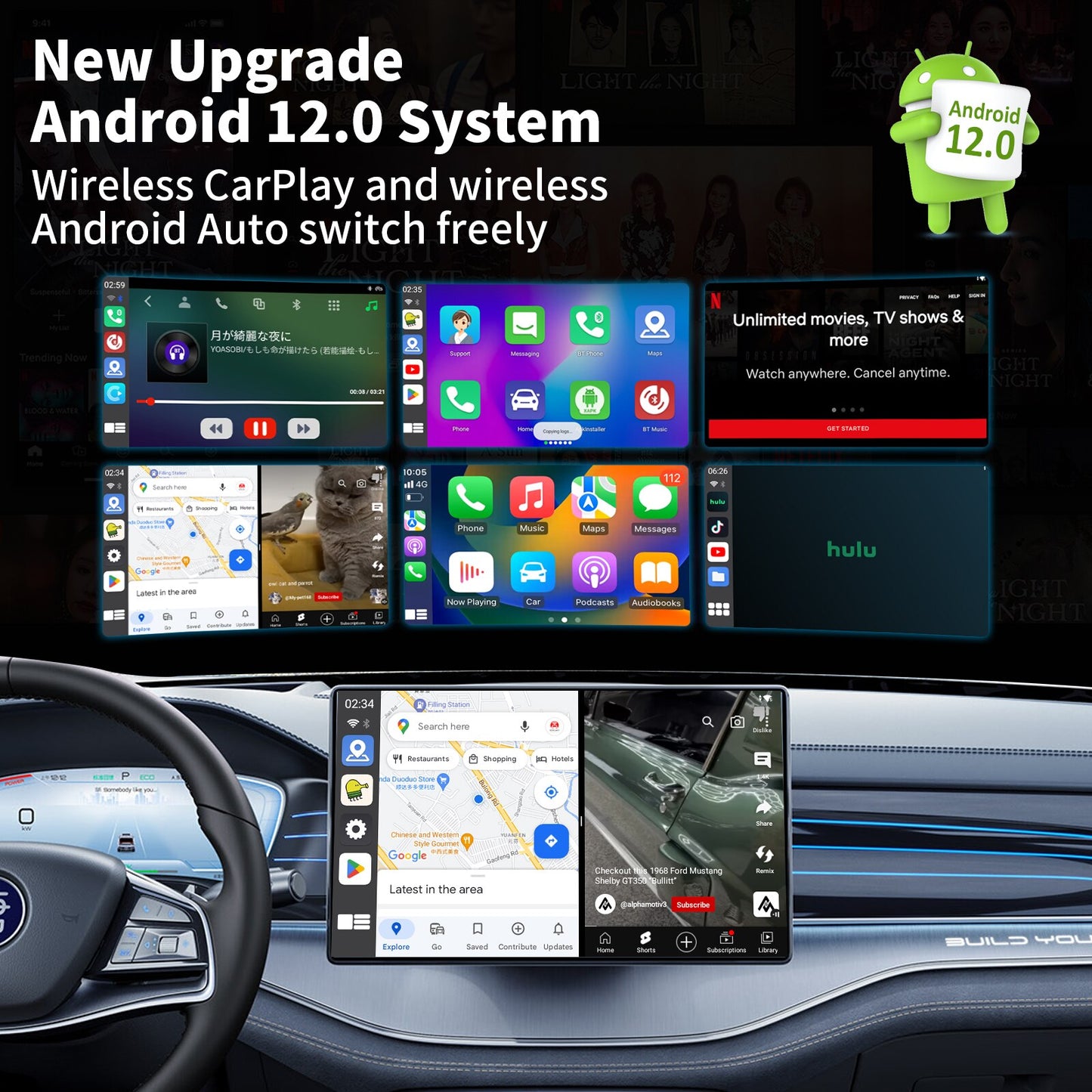 HERILARY C8 Wireless CarPlay 3 in 1 Ai Box