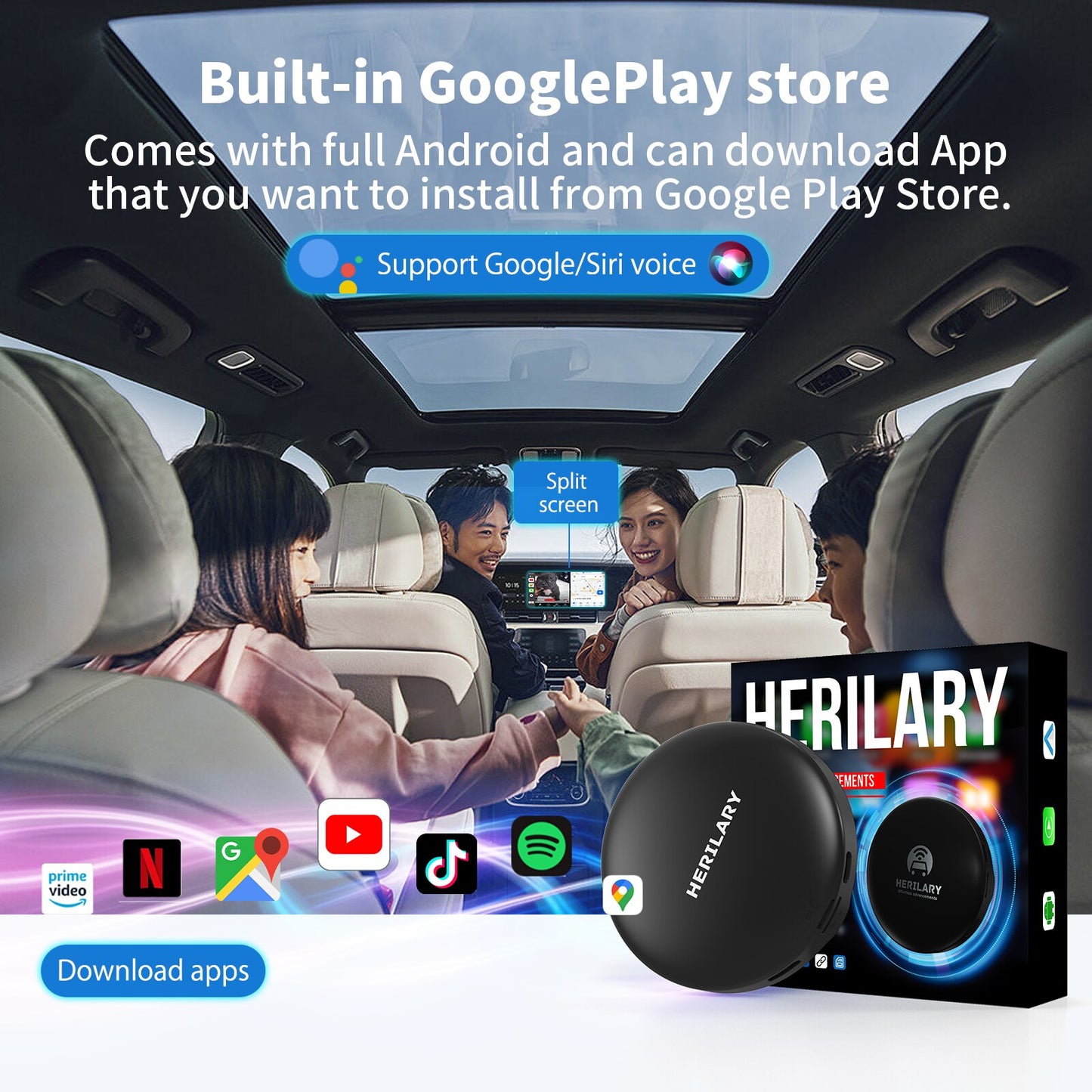 HERILARY C8 Wireless CarPlay 3 in 1 Ai Box