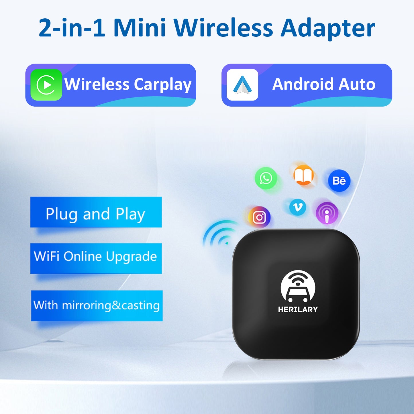 HERILARY C1 Wireless Android Auto & Apple CarPlay 2 in 1 Adapter