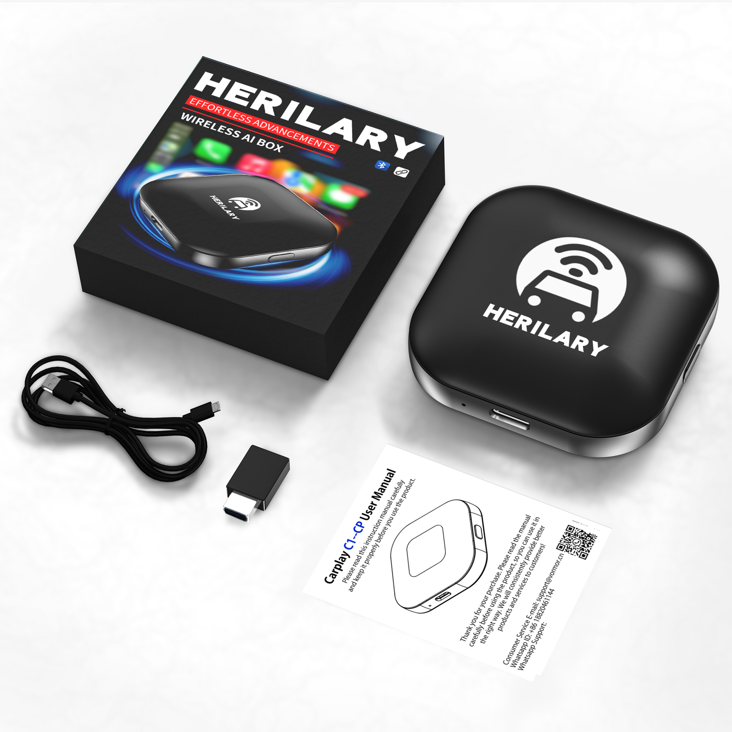 HERILARY C1 Wireless Android Auto & Apple CarPlay 2 in 1 Adapter